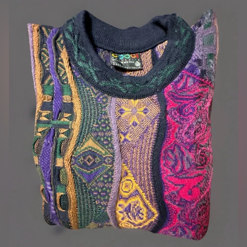 Coogi Australia 100% Wool Men’s Jumper Colorful Sweater Excellent Size Large